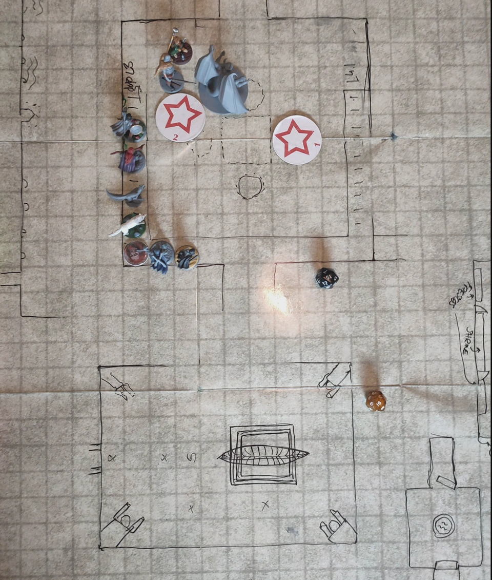 Krariak and Avilos attacking the gargoyles.