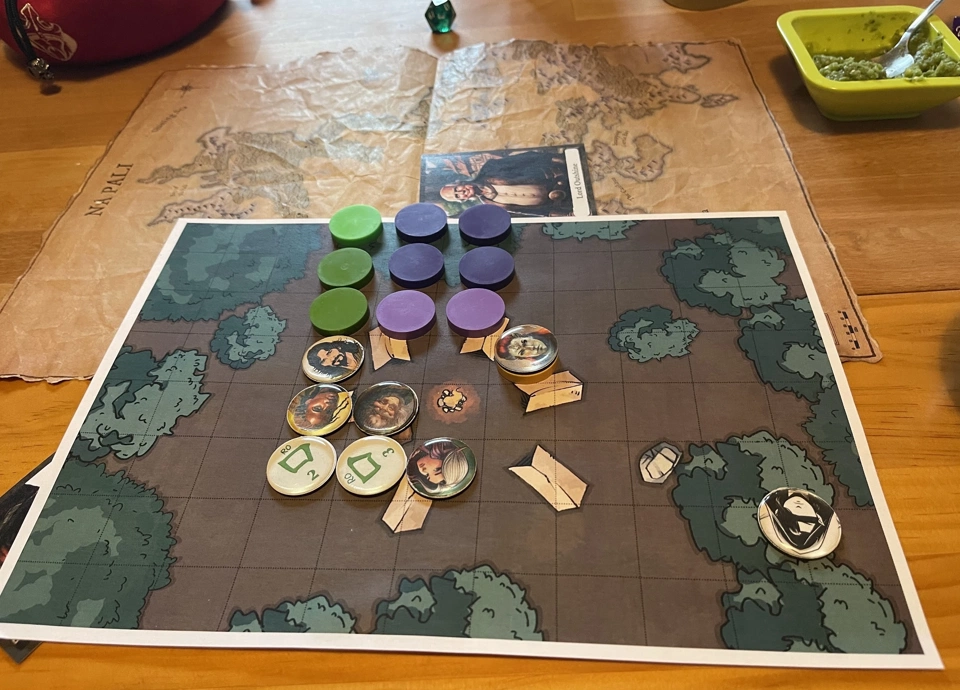 The heroes trying to persuade a 13m long giant constrictor snake to not eat them.