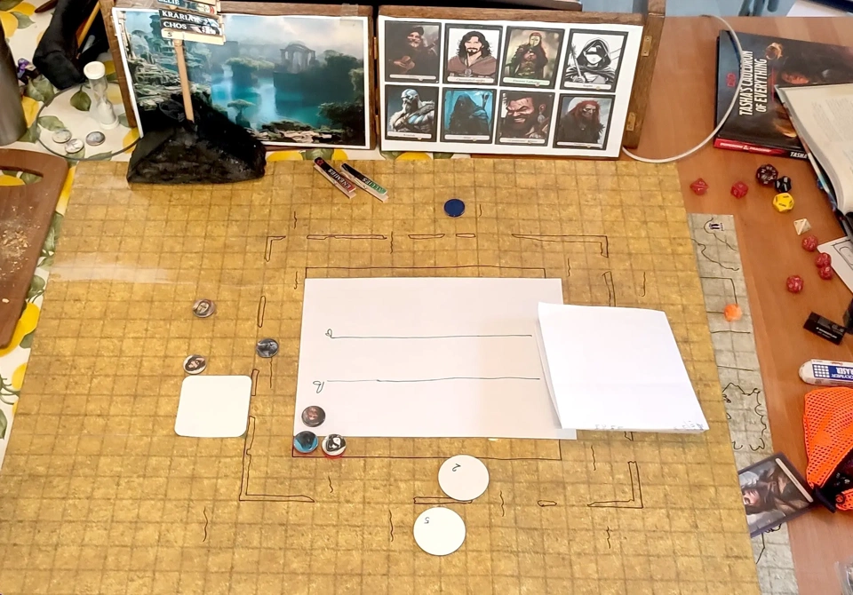 The heroes in the middle of combat.