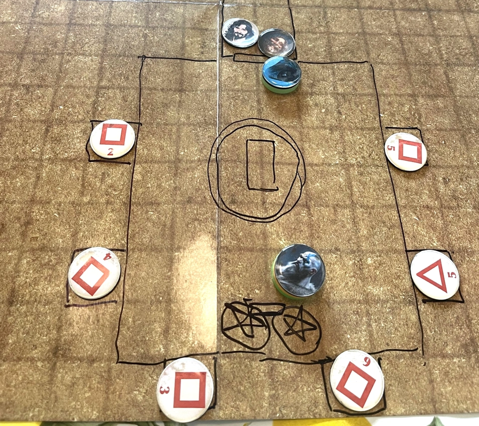 Krariak trying to pry the disk covered with eyes out of the statues&rsquo;s grip moments before getting surrounded by wights.