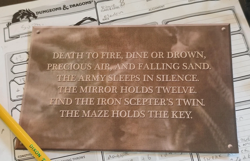 Acererak&rsquo;s third warning, found on a wall on the third level.