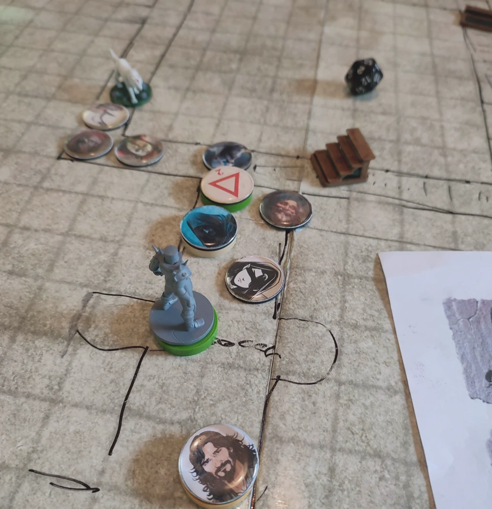 The heroes fighting the two flesh golems.