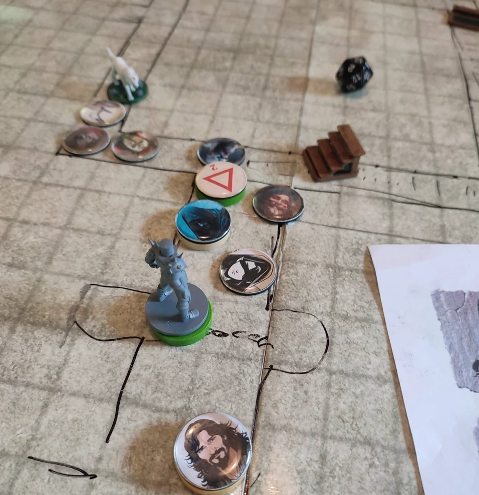 The heroes fighting the two flesh golems.