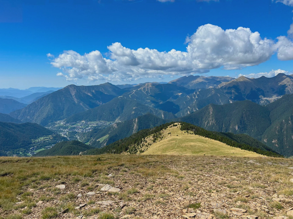 La Massana and Ordino villages seen descending from Casamanya West.