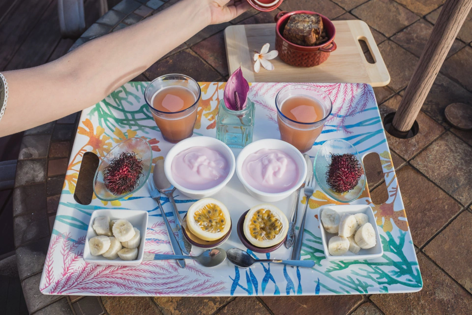 Our delicious first breakfast in the island.