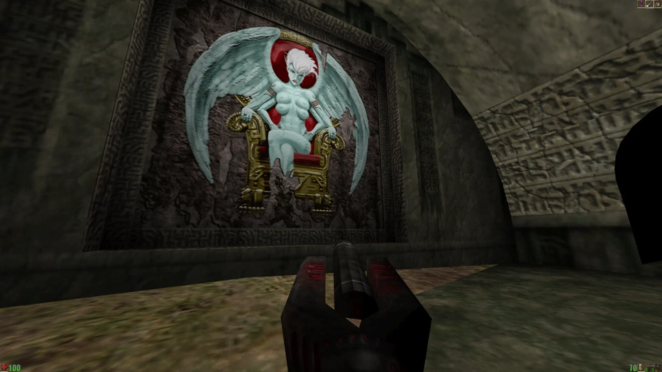 Naked woman with four boobies (sex), four arms (more sex), and wings (freedom). 🤤 