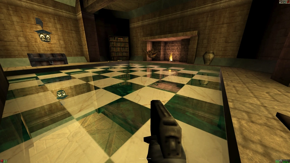 Floor reflections that I couldn&rsquo;t afford to switch on when I first played the game.